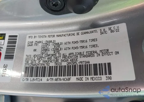 2022 Toyota Tacoma Sr5 V6 z USA, uszkodzony, nr VIN 3TYCZ5AN2NT096782